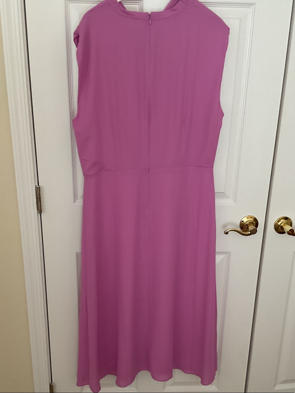 Ann Taylor Sleeveless Cowl Neck Midi Dress in Magenta - Picture 3 of 4